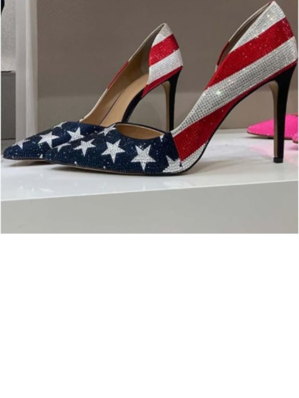 Flag Women Formal Dress Shoes Pointed Toe D'Orsay High Heels Sexy Versatile Pump - Picture 9 of 9